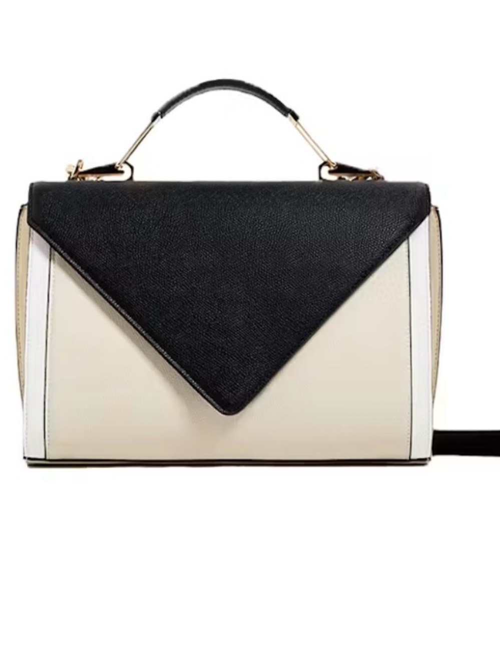 Zara Classic Top-Handle Satchel - Black & Cream (missing crossbody strap)